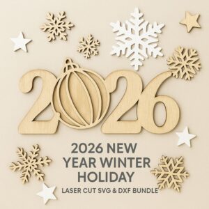 2026 New Year Winter Holiday Decorations – Laser Cut SVG & DXF Files