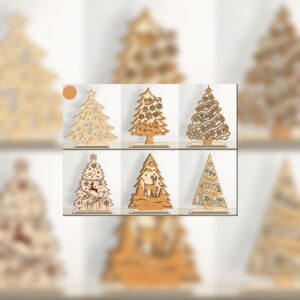 3D Christmas Tree SVG Bundle | Layered Laser Cut Holiday Decorations | Glowforge xTool CNC Files | Festive Reindeer & Snowflake Designs
