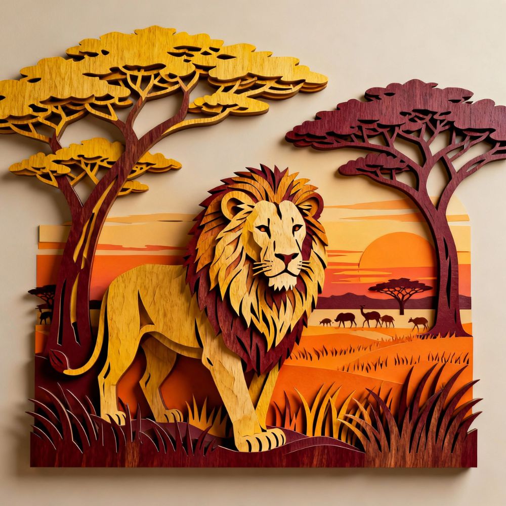 π¦ Majestic 3D Lion Laser Cut Wall Art SVG Bundle | Layered Wildlife Home Decor | Safari Silhouette CNC Files