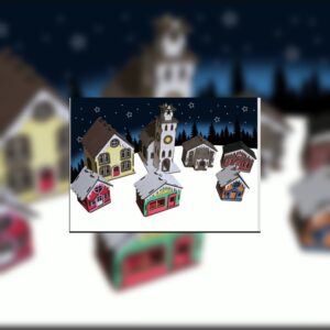 3D Christmas Village Laser Cut Files | Holiday House SVG Bundle | Festive Decor DIY Set