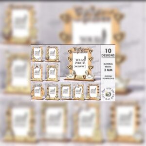 Wedding Photo Frame Bundle | 10 Laser Cut Designs | Personalized Couple Frames SVG | Wooden Wedding Gift Templates
