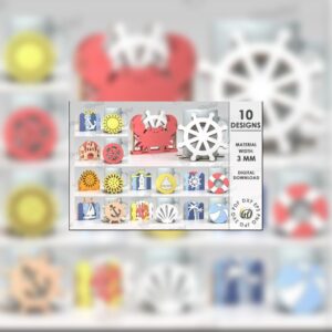 3D Layered Nautical Decor SVG Bundle | 10 Ocean & Beach Laser Cut Designs | Coastal Summer Craft Files for Glowforge, Cricut & CNC