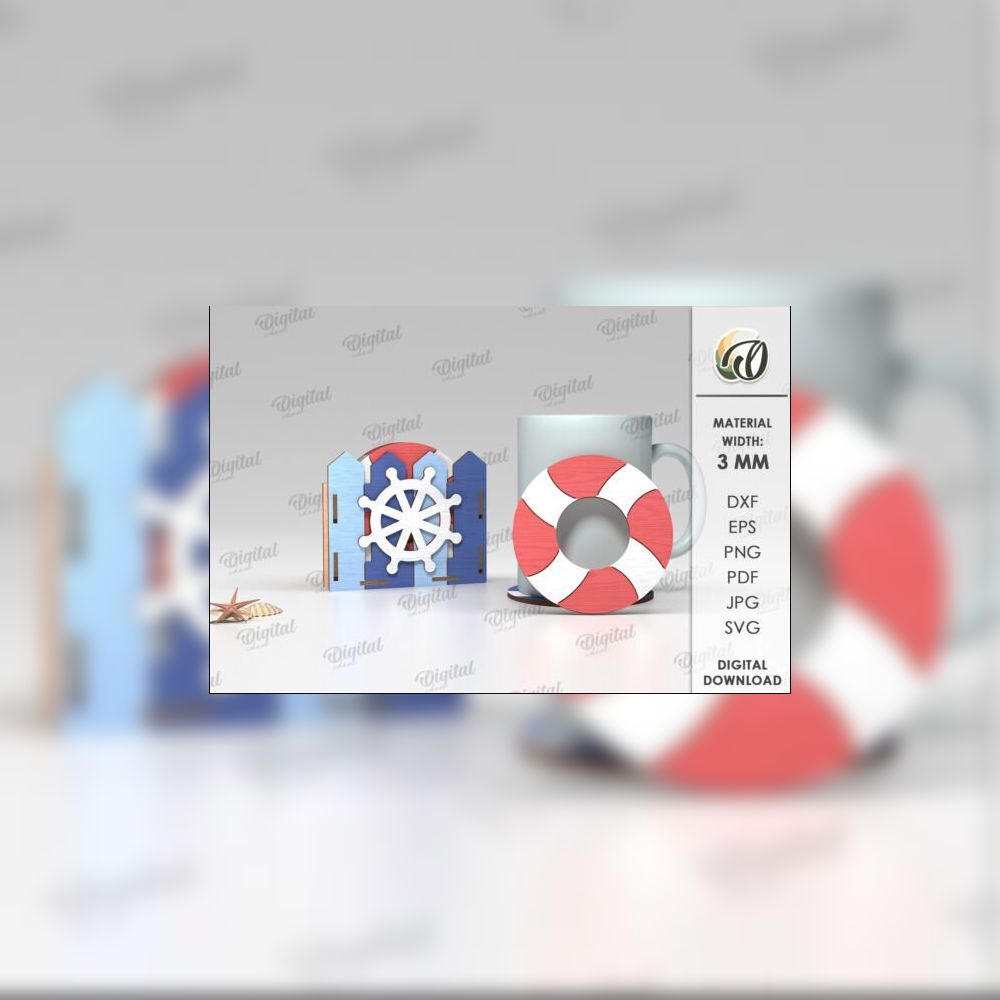 3D Layered Nautical Decor SVG Bundle | 10 Ocean & Beach Laser Cut Designs | Coastal Summer Craft Files for Glowforge, Cricut & CNC - Image 10