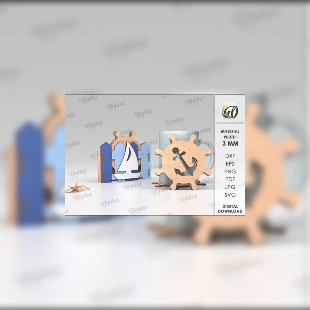 3D Layered Nautical Decor SVG Bundle | 10 Ocean & Beach Laser Cut Designs | Coastal Summer Craft Files for Glowforge, Cricut & CNC - Image 7