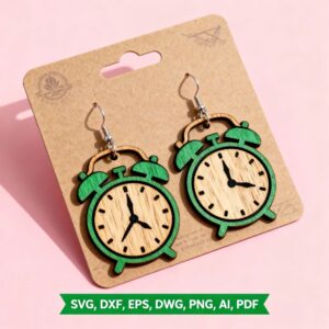⏰ Alarm Clock Earrings SVG | Laser Cut Jewelry Design | Cricut & Glowforge Files 🎨