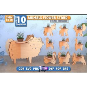 🐾🌸 Animals Flower Stands Bundle | Garden Design | Home Decor | Flower Holders Set | CNC Files