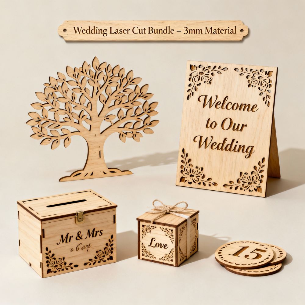 Dream Wedding Laser Cut Bundle | 3mm Decor Set for Laser Cutting | SVG, DXF, PDF, AI Files - Image 3
