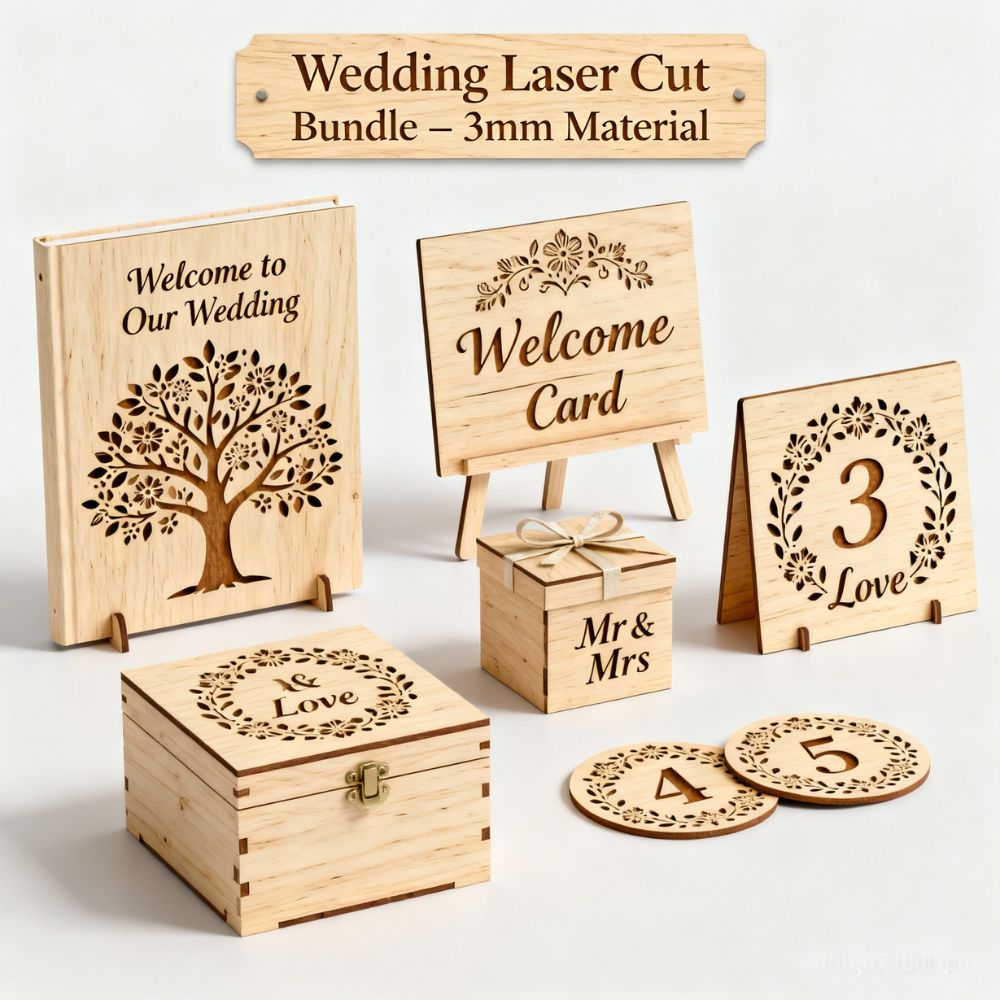 Dream Wedding Laser Cut Bundle | 3mm Decor Set for Laser Cutting | SVG, DXF, PDF, AI Files - Image 2