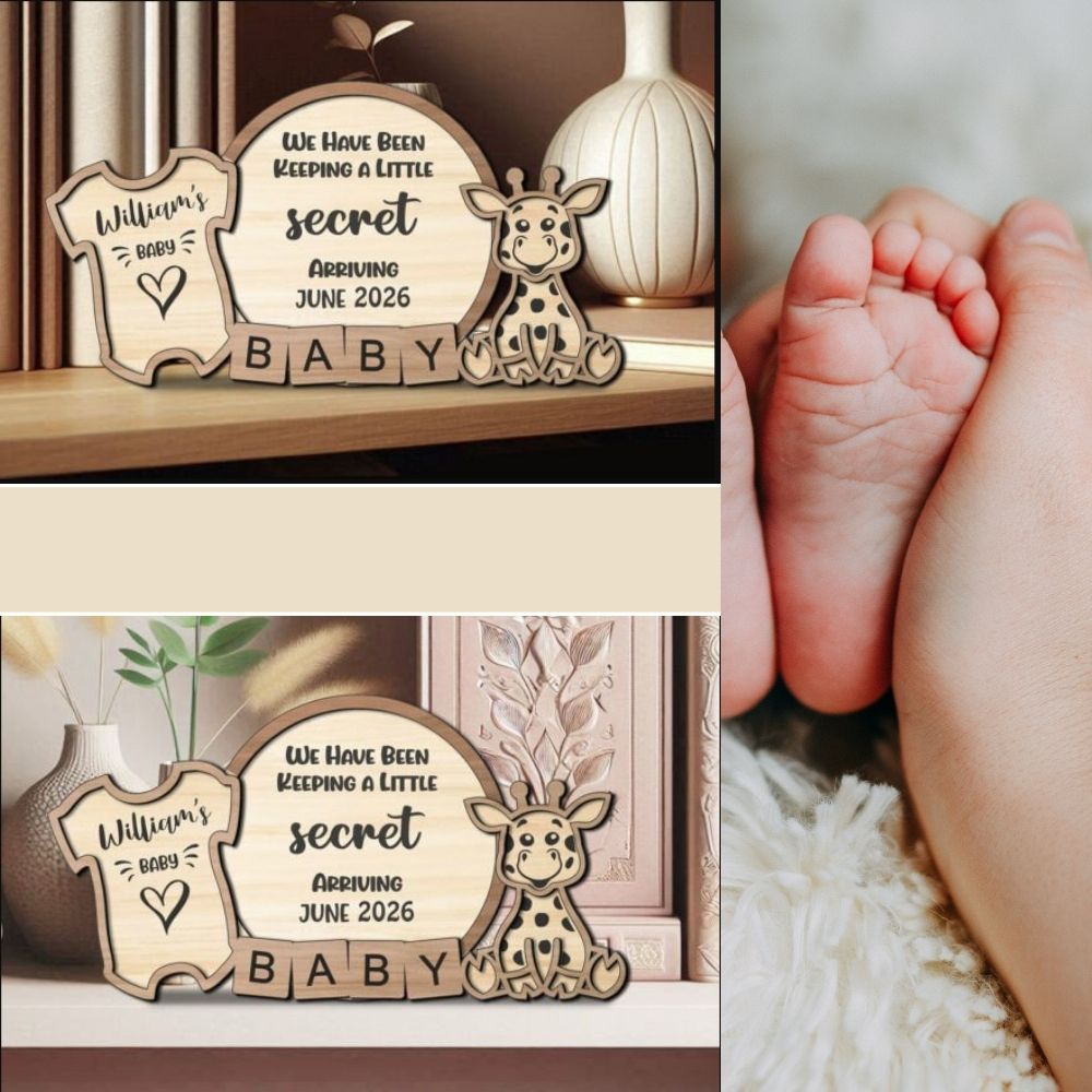 Baby Announcement Sign SVG | Laser Cut Pregnancy Reveal Gift for Glowforge, Cricut & xTool - Image 2