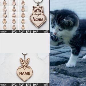 Cat Breeds Keychain SVG Bundle | Laser Cut Cat Keychain Designs for Glowforge, Cricut & xTool