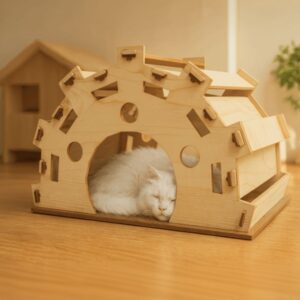 Cat House Laser Cut Plan - DIY Woodworking Design & Template
