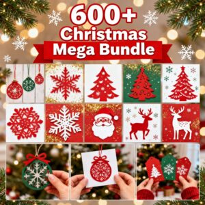 600+ Christmas Mega SVG Bundle | Ornaments, Cards, Trees & Holiday Crafts