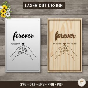 Pinky Promise Forever SVG | Couple Laser Cut Sign | Personalized Name Gift for Anniversary, Wedding, Valentine’s Day | Romantic Wall Art Digital File