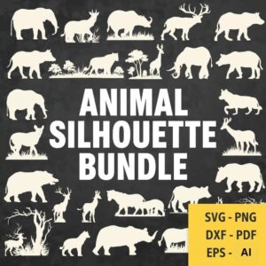 Animal Silhouette Bundle SVG | Wildlife Outline Vector Pack for Cricut & Laser Cutting