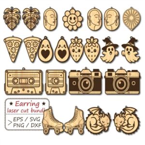Cute Engraved Earring Bundle, Laser Cut2