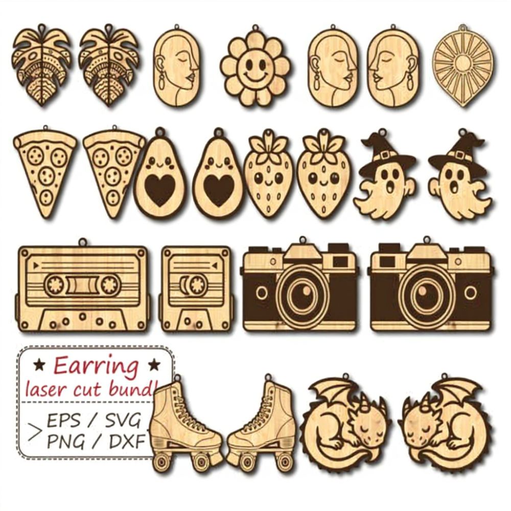 Adorable Engraved Earrings Bundle | Laser-Cut - Image 2