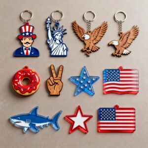 USA Patriotic Keychain SVG Bundle β Laser Cut Designs for Fourth of July, American Symbols & Gifts