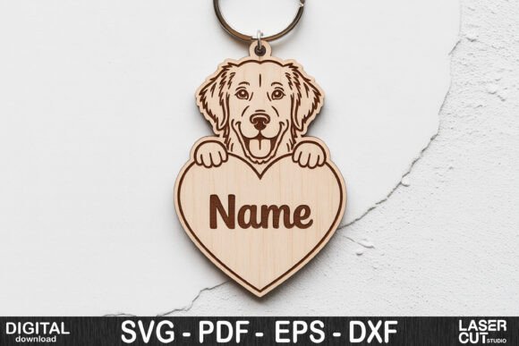 Dog Breed Keychain SVG | Custom Pet Name Tag Template - Image 9