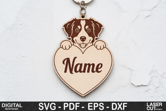 Dog Breed Keychain SVG | Custom Pet Name Tag Template - Image 10