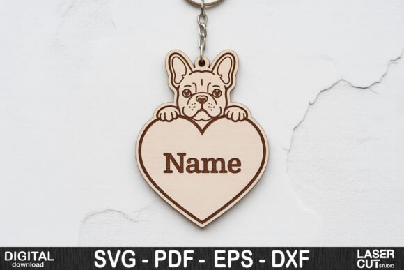 Dog Breed Keychain SVG | Custom Pet Name Tag Template - Image 4