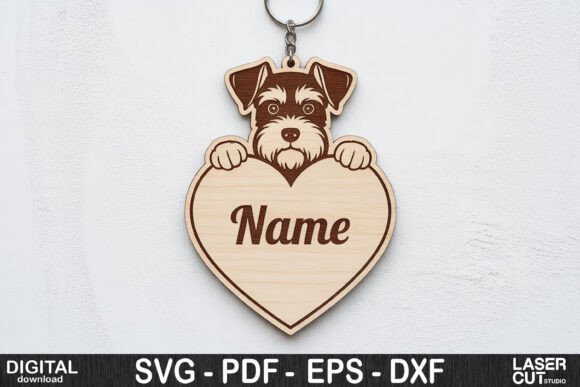 Dog Breed Keychain SVG | Custom Pet Name Tag Template - Image 5