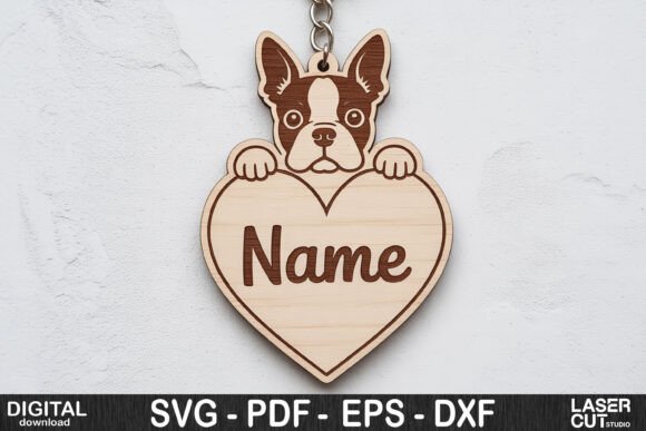 Dog Breed Keychain SVG | Custom Pet Name Tag Template - Image 6