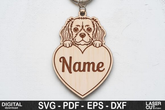 Dog Breed Keychain SVG | Custom Pet Name Tag Template - Image 7
