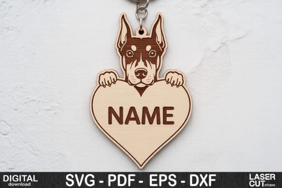 Dog Breed Keychain SVG | Custom Pet Name Tag Template - Image 8