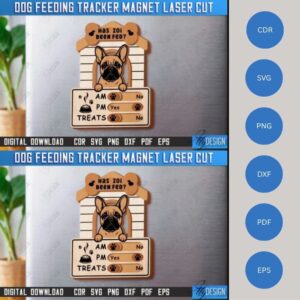 🐶 Dog Feeding Tracker Magnet | Laser Cut Pet Reminder | SVG File for Glowforge, Cricut, CNC, and xTool