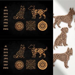 πΆ Dog Mandala SVG Bundle | Laser Cut Dog Designs | Animal Mandala Vector Pack for Cricut & CNC