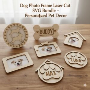 🐾 Personalized Dog Photo Frame SVG Bundle | Laser Cut Pet Frame | Dog Memorial Frame | CNC & Glowforge Ready | Digital Download