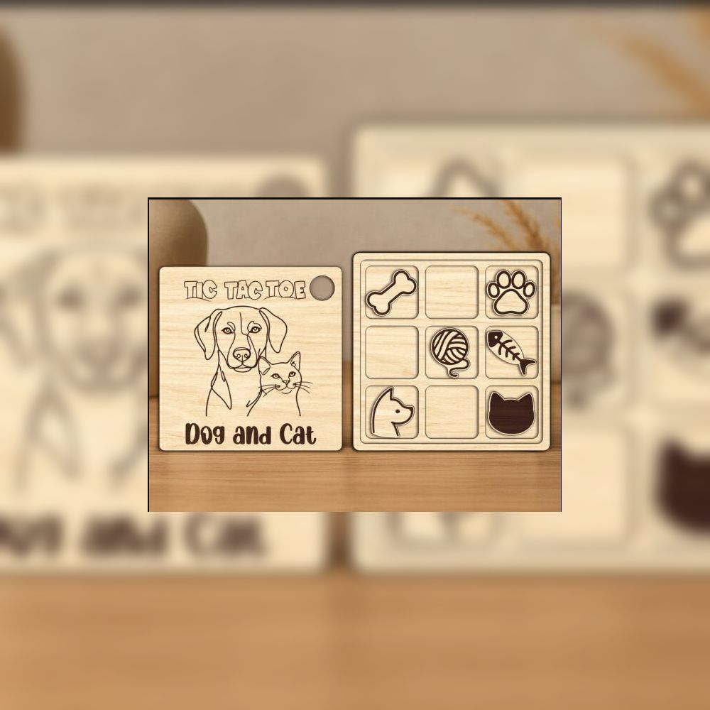 ๐พ Dog & Cat Tic Tac Toe Laser Game | Laser Cut Files for Fun DIY Project ๐ฎ