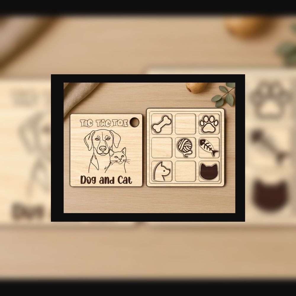 ๐พ Dog & Cat Tic Tac Toe Laser Game | Laser Cut Files for Fun DIY Project ๐ฎ - Image 3