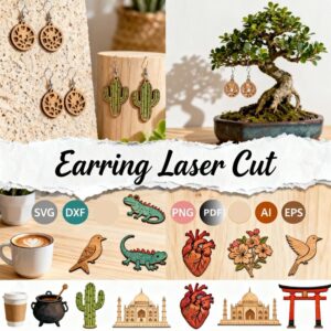 Earring Laser Cut Bundle | 50+ Wooden SVG Designs for Cricut, Glowforge & CNC | Handmade Jewelry Patterns
