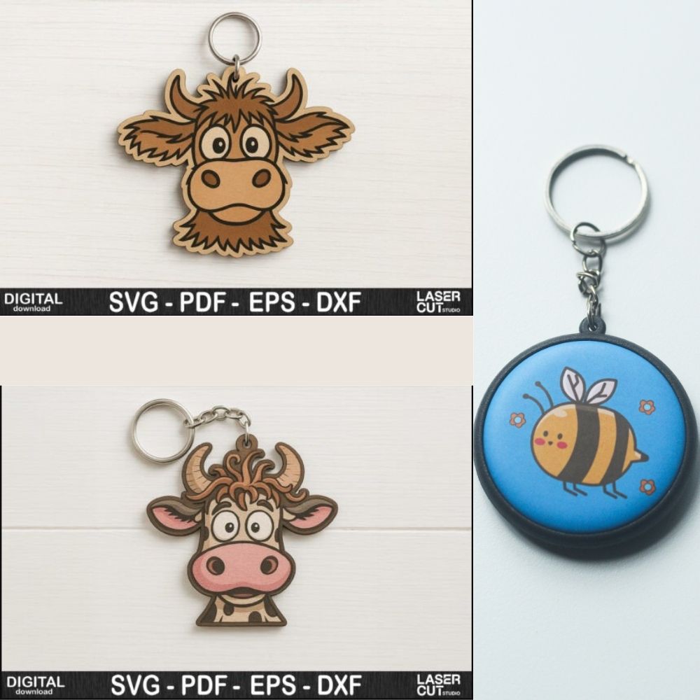 Funny Animal Keychain SVG Bundle | Laser Cut Cute Animal Keychains for Glowforge, Cricut & xTool - Image 3