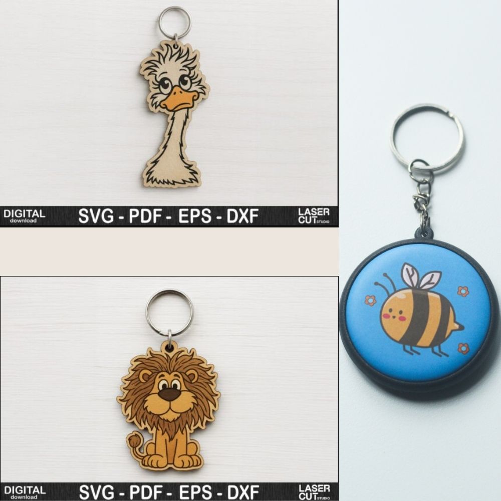 Funny Animal Keychain SVG Bundle | Laser Cut Cute Animal Keychains for Glowforge, Cricut & xTool - Image 2