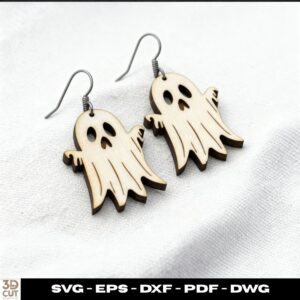 Ghost Earrings SVG – Halloween Jewelry Template