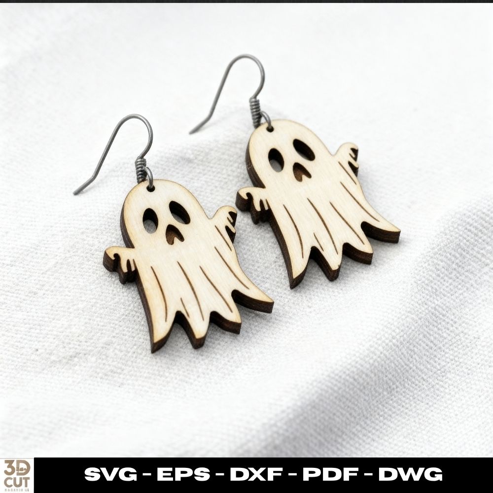 Ghost Earrings SVG – Halloween Jewelry Template