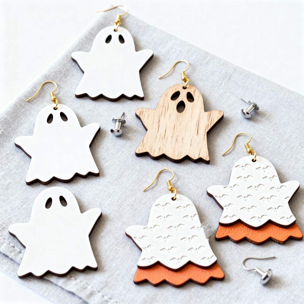 Ghost Earrings SVG – Halloween Jewelry Template - Image 2