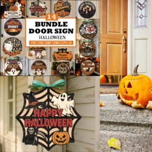 🎃 Halloween Door Sign SVG Bundle | Pumpkin & “Boos” Layered Set | Laser Cut Files for CNC & Cricut