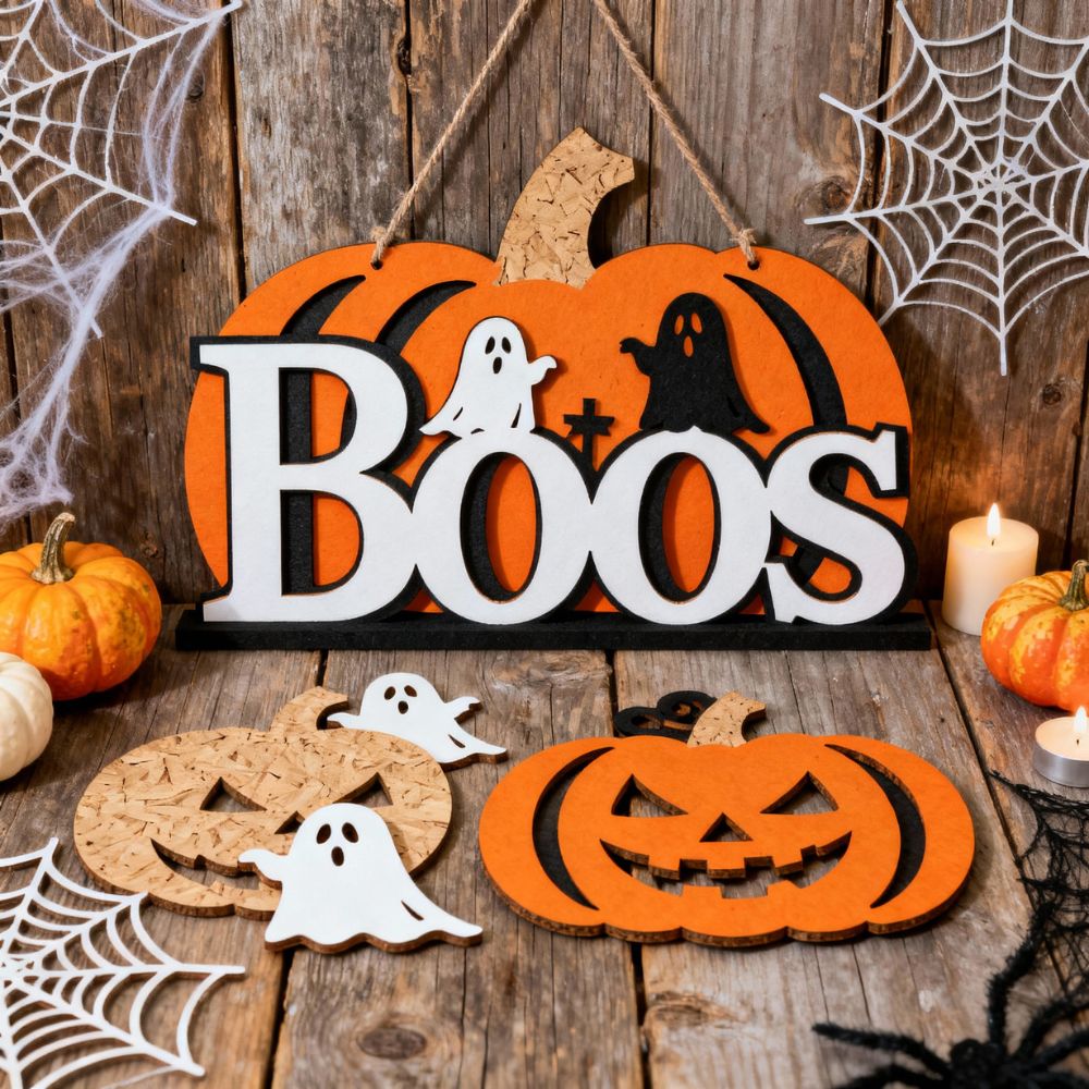 ๐ Halloween Door Sign SVG Bundle | Pumpkin & โBoosโ Layered Set | Laser Cut Files for CNC & Cricut - Image 2