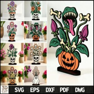 Halloween Skull Flower Pot Bundle 1