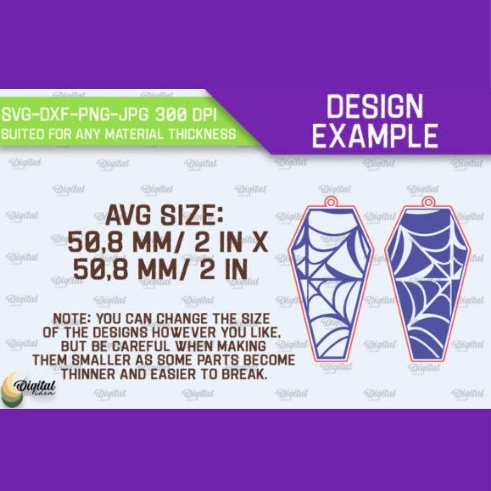 10 Wooden Halloween Earrings Designs | Laser Cut SVG Bundle | Spooky Jewelry Template - Image 6