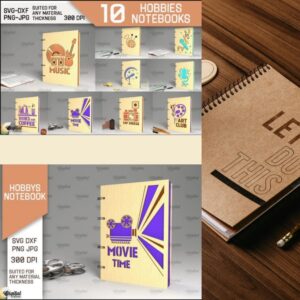 Hobbies Notebook Covers Laser Cut Bundle | SVG Files for Glowforge, xTool & Cricut