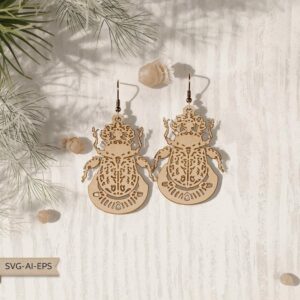 Boho Beetle Earrings Laser Cut File | Tribal Insect SVG for Glowforge, Cricut & xTool | Bohemian Jewelry SVG Bundle