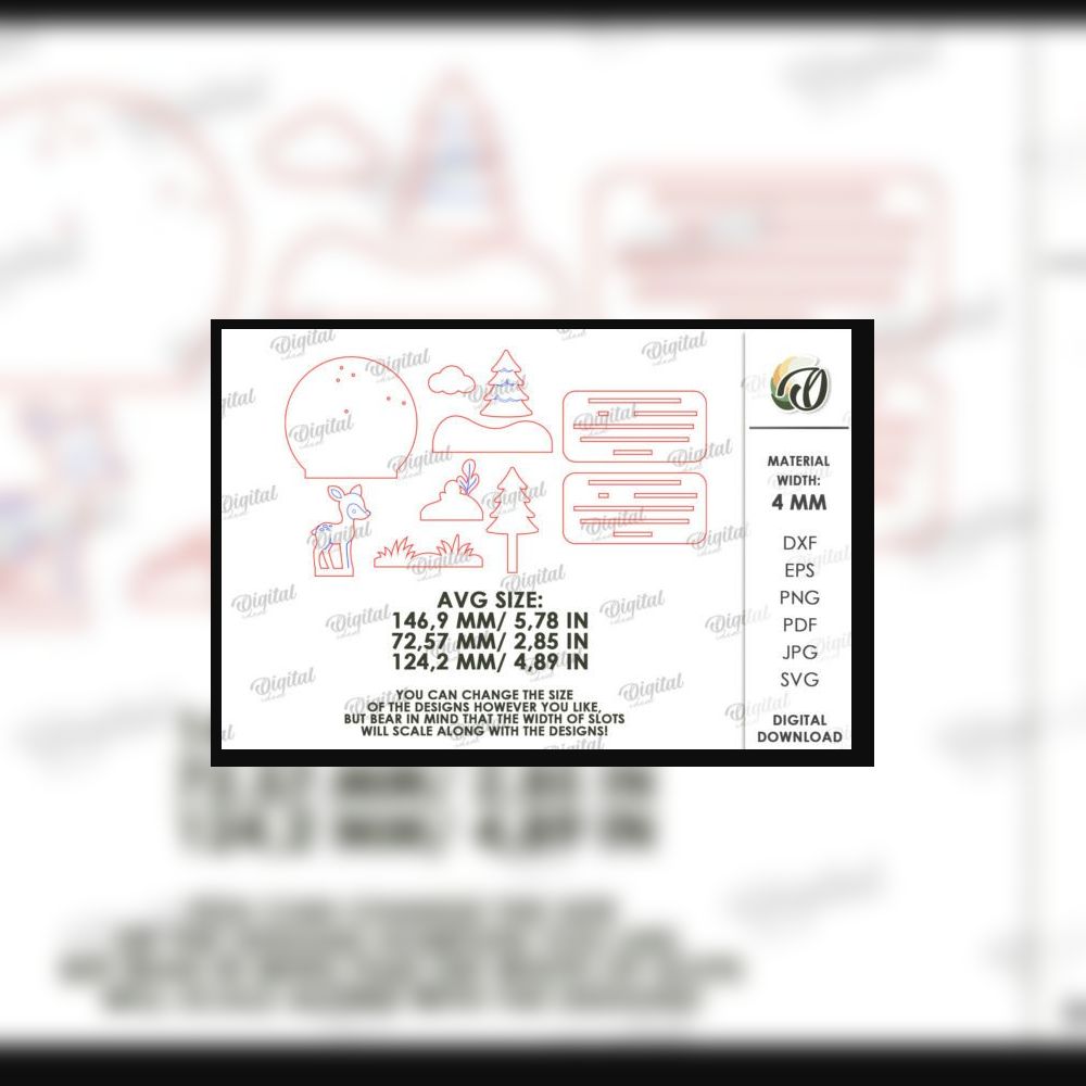 3D Layered Deer Night Light SVG | Laser Cut Wooden Forest Decor | Cozy Woodland Nursery Digital File for Glowforge, Cricut & CNC - Image 3