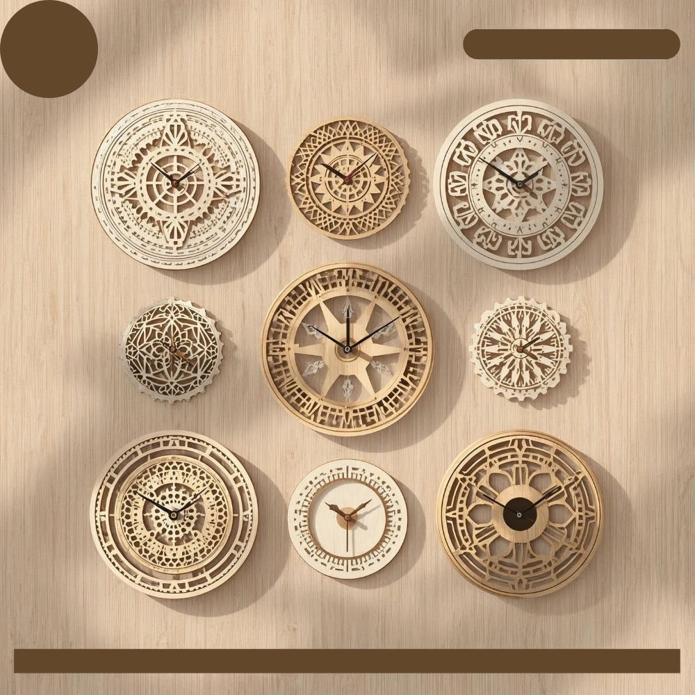 Steampunk Clock Face Laser Cut Bundle – 7 Layered Gear Clock Templates (SVG, DXF, PDF, EPS, PNG) - Image 2