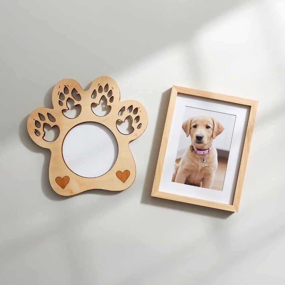 Dog Paw Picture Frame SVG | Laser Cut Pet Photo Frame Files for Glowforge & Cricut