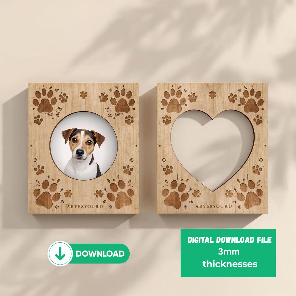 Dog Paw Photo Frame SVG | Laser Cut Pet Picture Frame Files for Glowforge & Cricut - Image 3