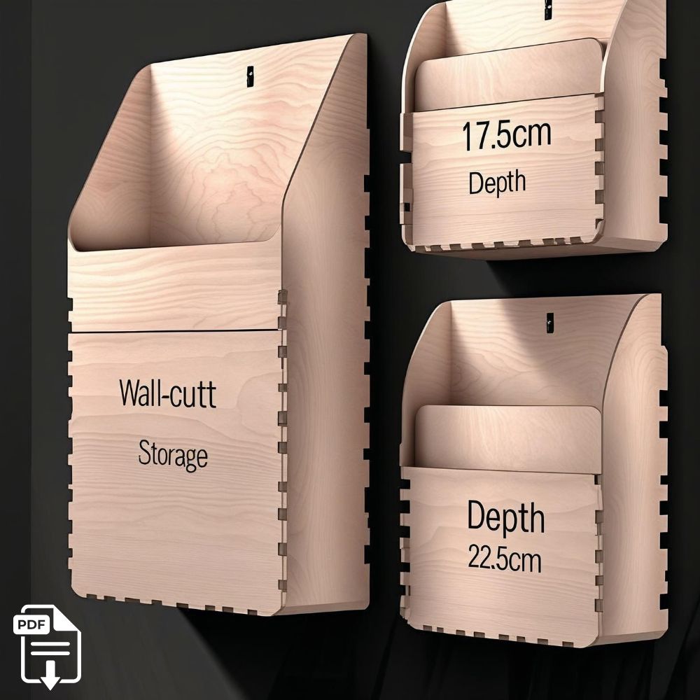 Laser-Cut Wall Storage Organizer Baskets | CNC Ready - Image 2